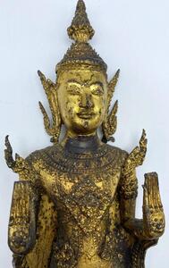 Antique 55 cm bronze gilded Monday Buddha statue Thailand 