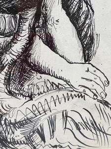 1925 ink drawing of a seated woman signed Marcel Gromaire 