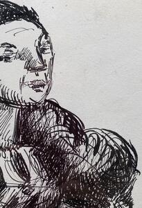 1925 ink drawing of a seated woman signed Marcel Gromaire 