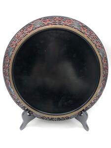 Chinese carved cinnabar and black lacquer plate 