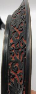 Chinese carved cinnabar and black lacquer plate 