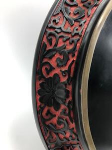 Chinese carved cinnabar and black lacquer plate 