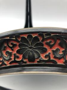 Chinese carved cinnabar and black lacquer plate 