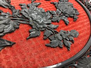 Chinese carved cinnabar and black lacquer plate 