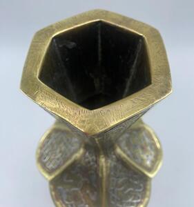 Antique Islamic Syrian silver inlaid brass Mamluk vase 