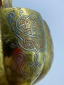 Antique Islamic Syrian silver inlaid brass Mamluk vase 