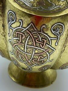 Antique Islamic Syrian silver inlaid brass Mamluk vase 