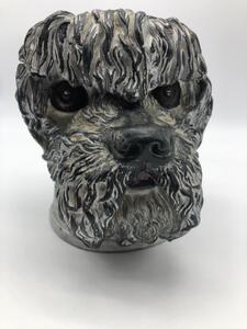 Antique dog’s head shaped tobacco jar and cover