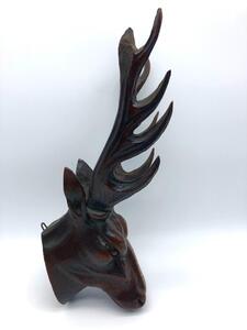 Antique carved Black Forest mounted deer head 