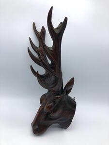 Antique carved Black Forest mounted deer head 