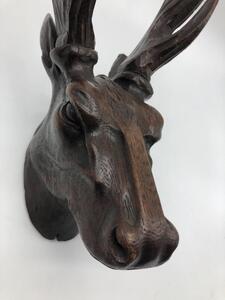 Antique carved Black Forest mounted deer head 