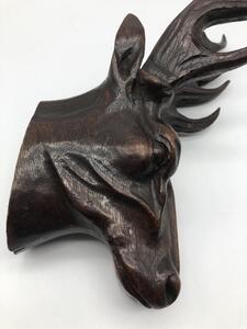 Antique carved Black Forest mounted deer head 