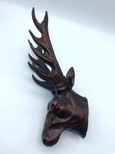 Antique carved Black Forest mounted deer head 