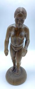 Antique carved rosewood statue of a Native American woman 