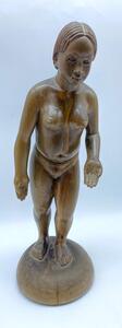 Antique carved rosewood statue of a Native American woman 