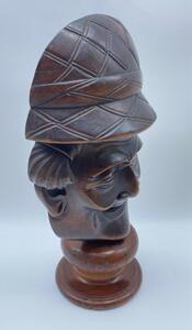 XIX English wooden sculpture bust mask of a jockey 