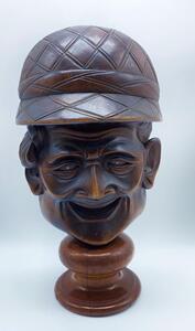 XIX English wooden sculpture bust mask of a jockey 