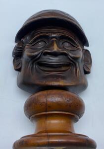 XIX English wooden sculpture bust mask of a jockey 