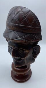 XIX English wooden sculpture bust mask of a jockey 