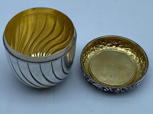 Antique English silver lidded gilded box with miniature painting on top