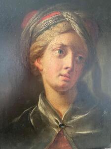 Antique Orientalist French oil paint portrait of a young men worth turban 