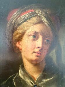 Antique Orientalist French oil paint portrait of a young men worth turban 