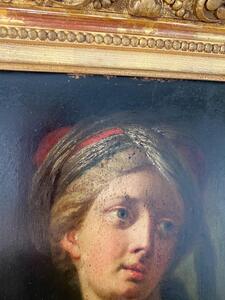 Antique Orientalist French oil paint portrait of a young men worth turban 