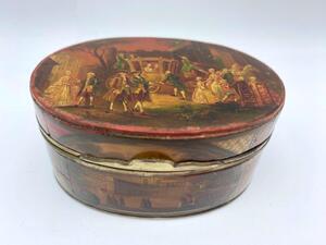 Antique French Vernis Martin snuffbox with Louis XVI scenes 