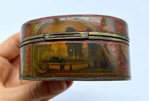 Antique French Vernis Martin snuffbox with Louis XVI scenes 