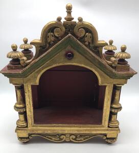 Antique wood carved and partially gilded small altar 