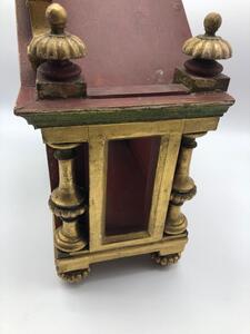 Antique wood carved and partially gilded small altar 