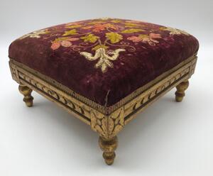 Antique giltwood and embroidered footstool 