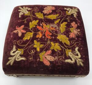 Antique giltwood and embroidered footstool 