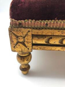 Antique giltwood and embroidered footstool 