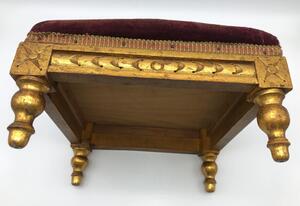 Antique giltwood and embroidered footstool 