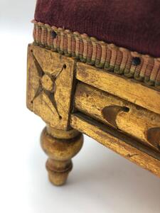 Antique giltwood and embroidered footstool 