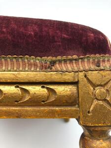 Antique giltwood and embroidered footstool 