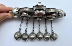 Antique Turkmen silver carnelian Tumar amulet 