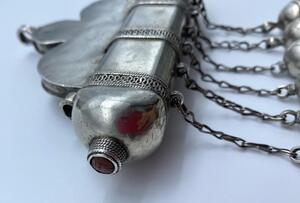 Antique Turkmen silver carnelian Tumar amulet 