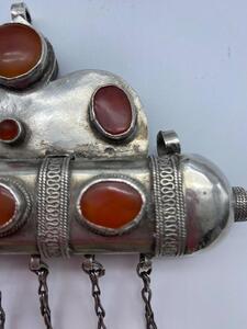 Antique Turkmen silver carnelian Tumar amulet 