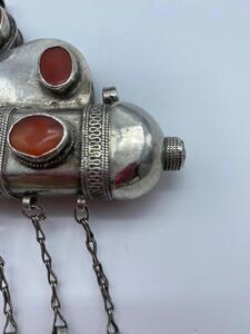 Antique Turkmen silver carnelian Tumar amulet 