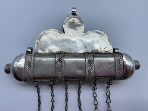 Antique Turkmen silver carnelian Tumar amulet 