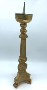 Antique wood goldleaf religious candlestick 