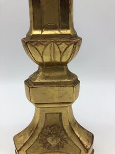 Antique wood goldleaf religious candlestick 