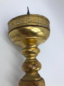 Antique wood goldleaf religious candlestick 