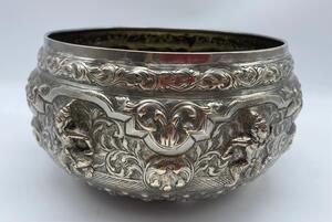 Burmese repousse silver dancers Thabeik 