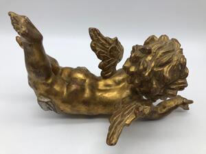 Antique carved wooden and gilded angel 