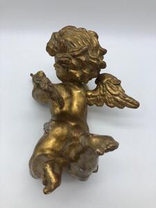 Antique carved wooden and gilded angel 