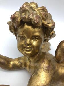 Antique carved wooden and gilded angel 