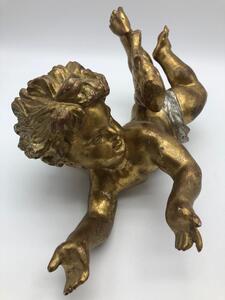 Antique carved wooden and gilded angel 